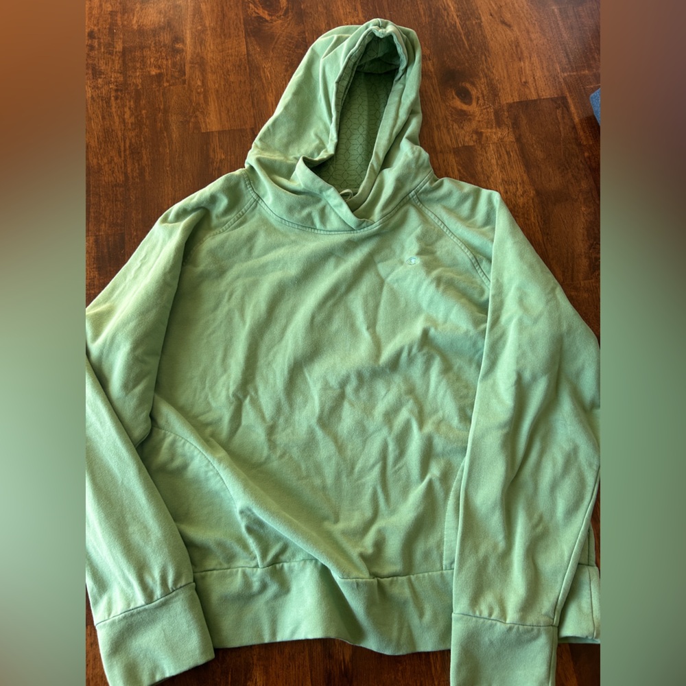 Champion Pullover Hoodie, Sage Green, 2 Side Pockets, XL
